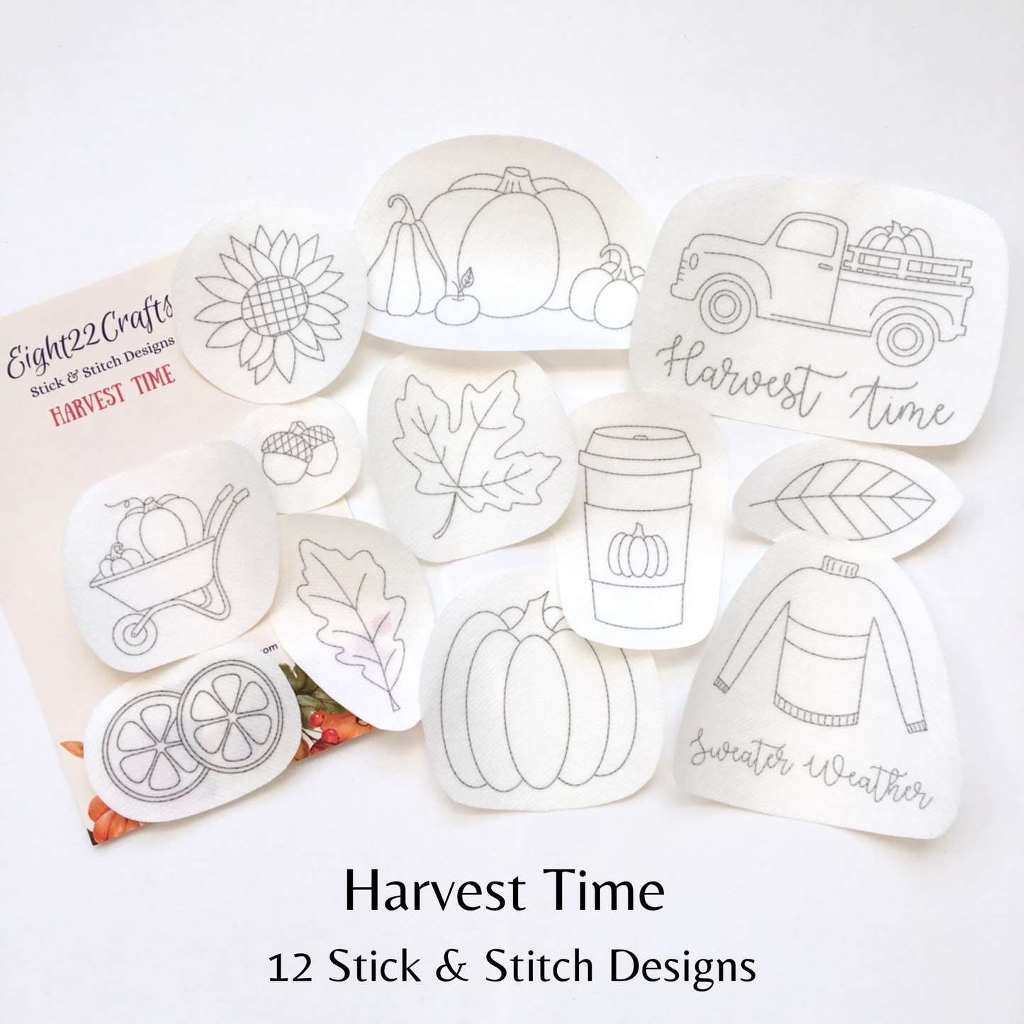 Eight22Crafts - Harvest Time Stick and Stitch Embroidery Designs