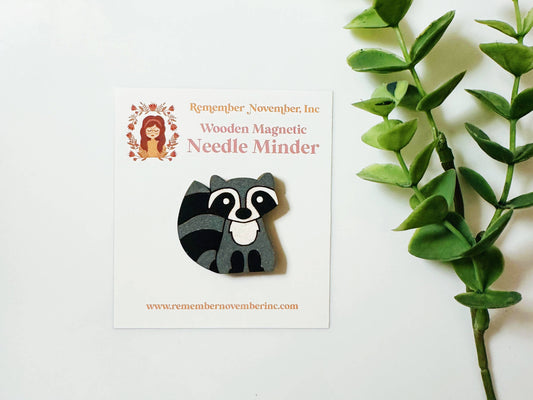 Remember November, Inc - Raccoon Needle Minder, Wooden Magnetic Needle Minder