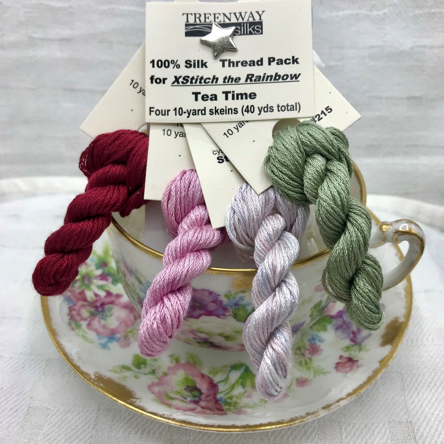 X Stitch  the Rainbow -Tea Time Treenway Silk Pack